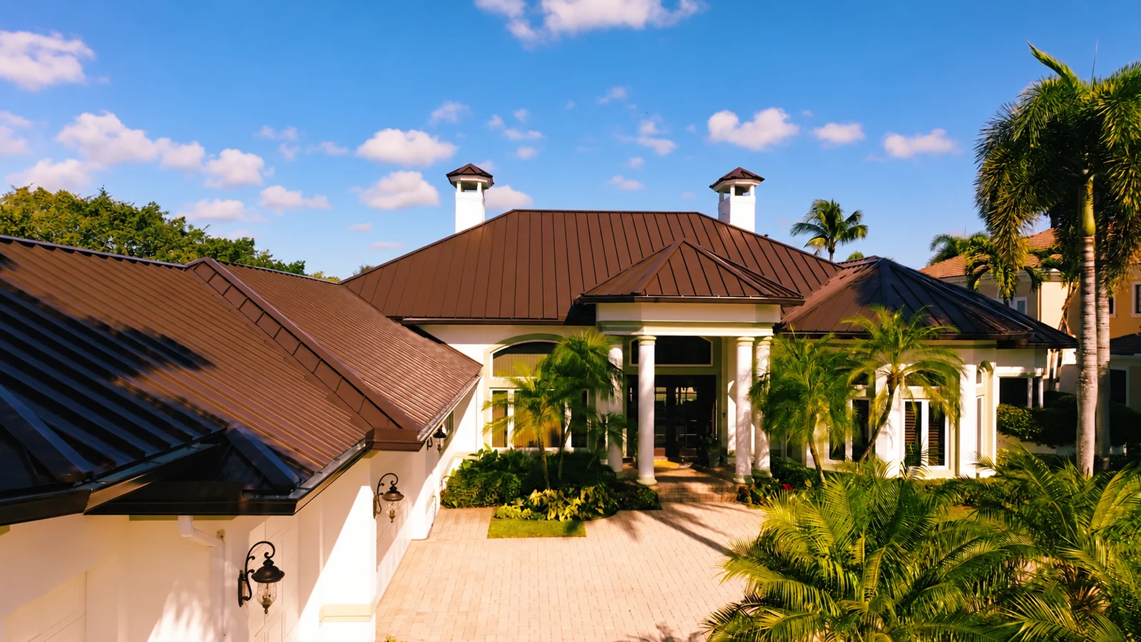 A standing seam metal roof on a BallenIsles home