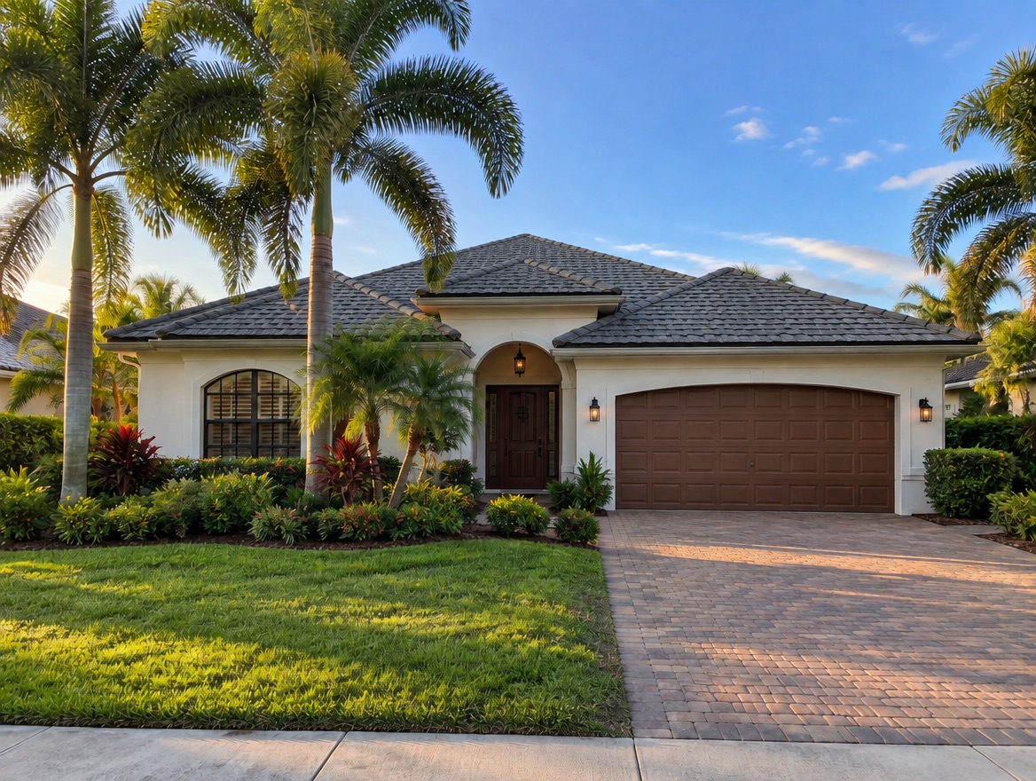 The same home with a gray architectural shingle roof