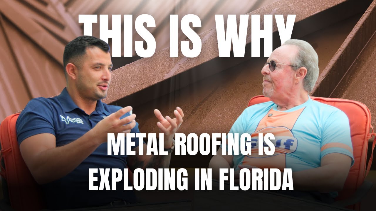 Andy with a FoxHaven homeowner in front of the homeowner's new metal roof