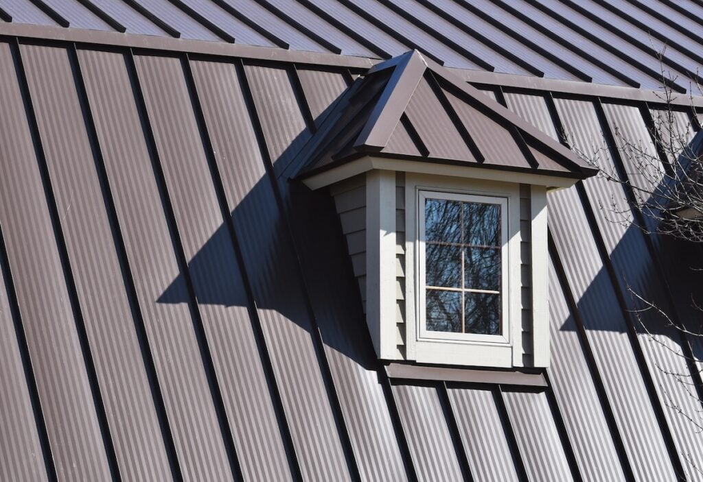 Brown metal roof installed on residential home