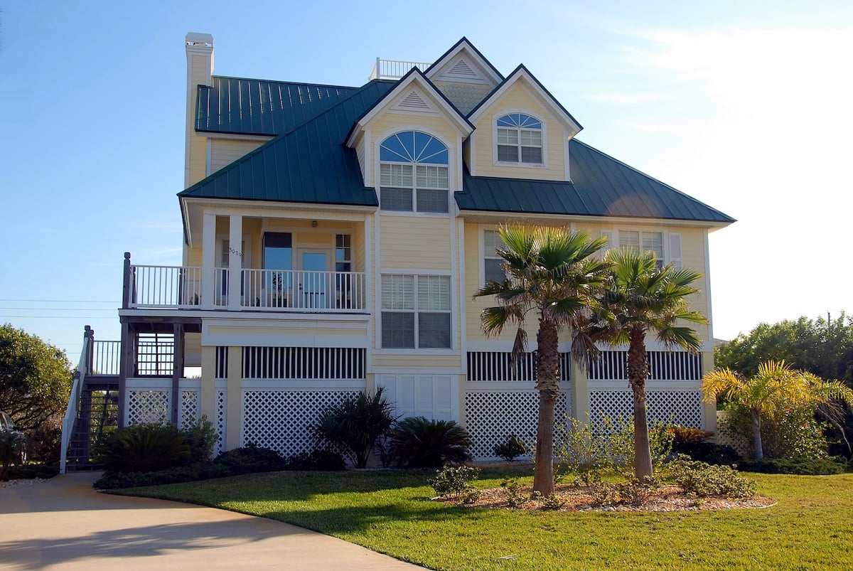 Florida beach home with metal roof