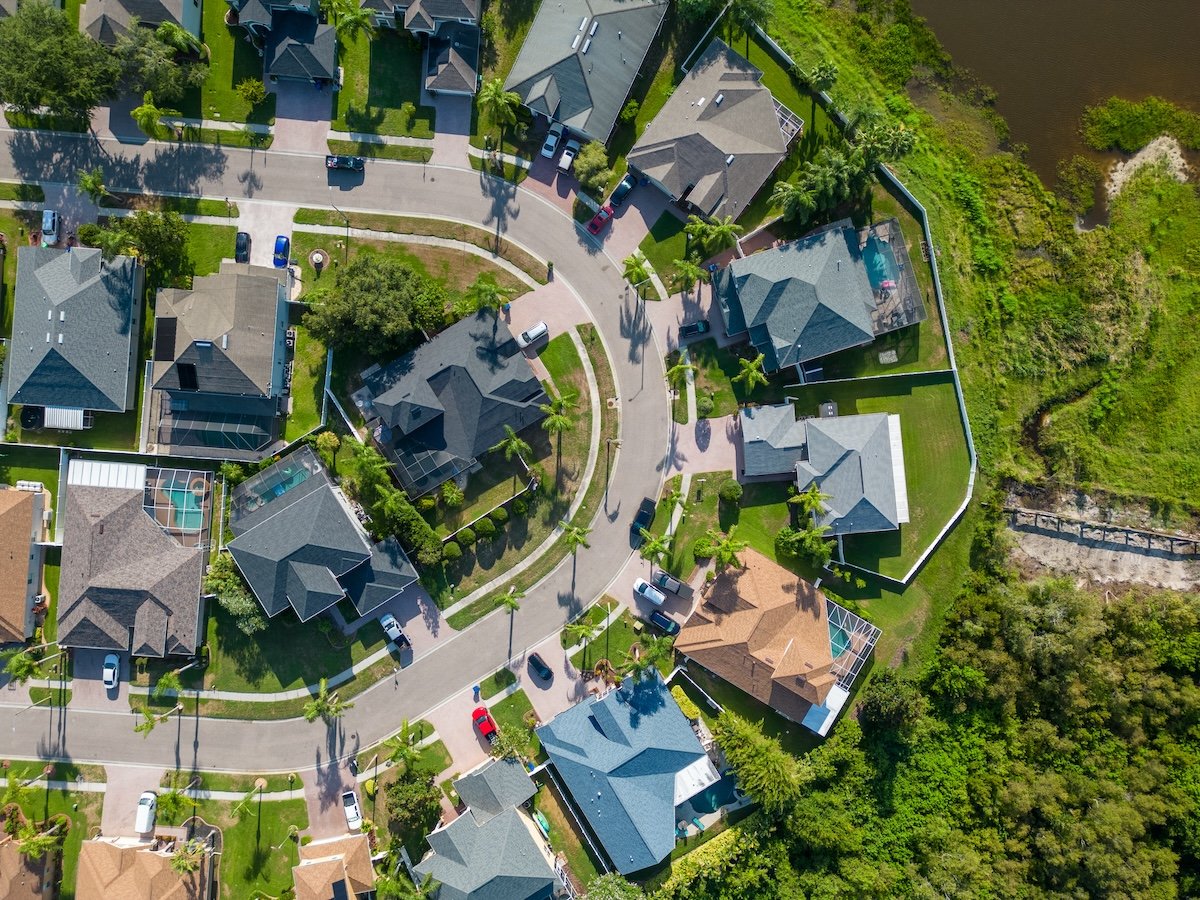 aerial view of neighborhood in south florida