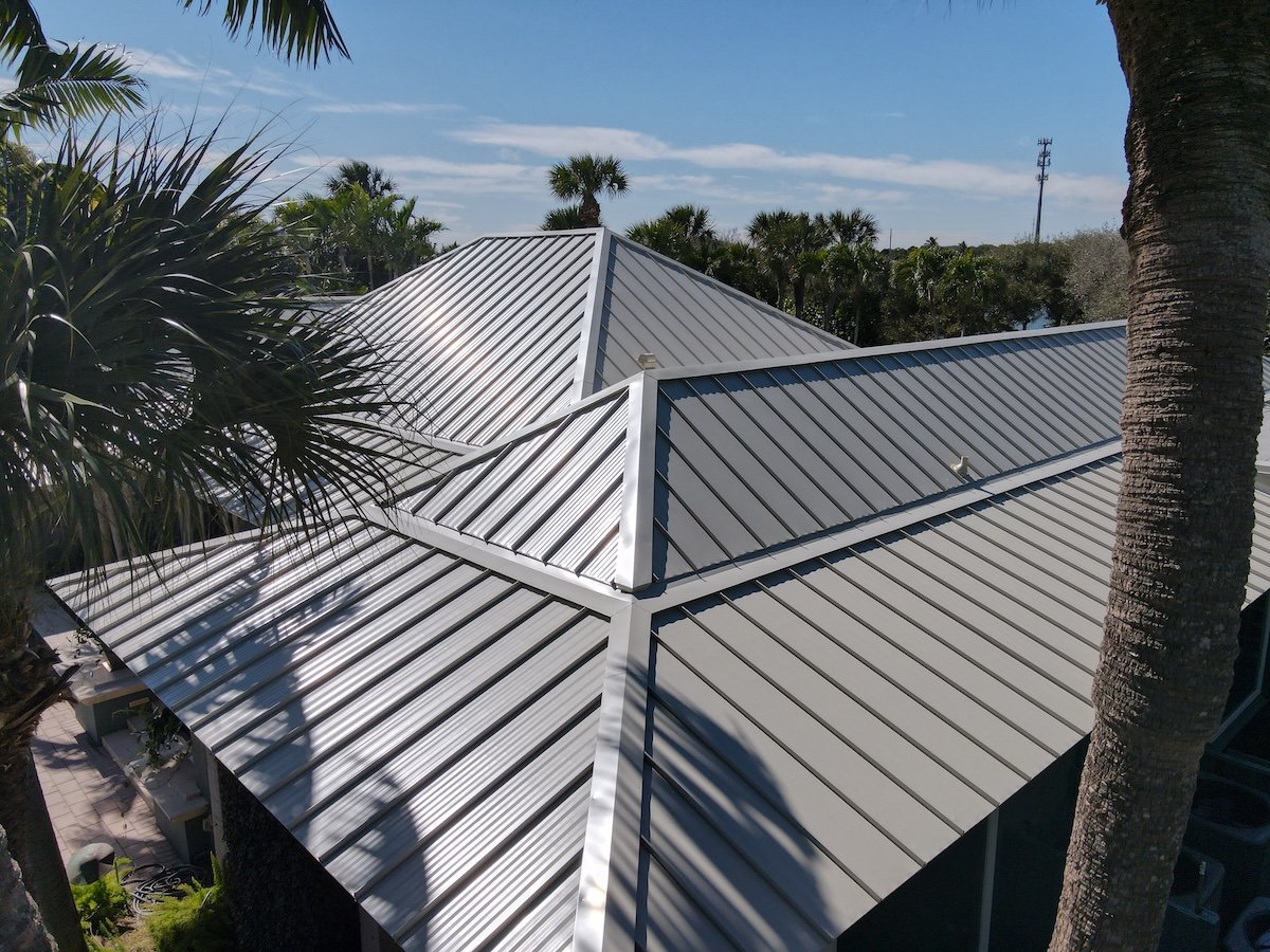 Gray metal roof installed on residential home in Southern Florida