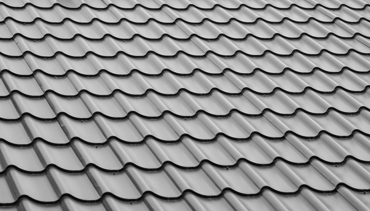 A close-up view of a wavy metal roof