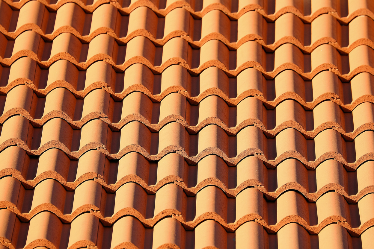 Homeowner comparing clay and concrete roof tiles on a residential property, showing the decision-making process for roof material selection