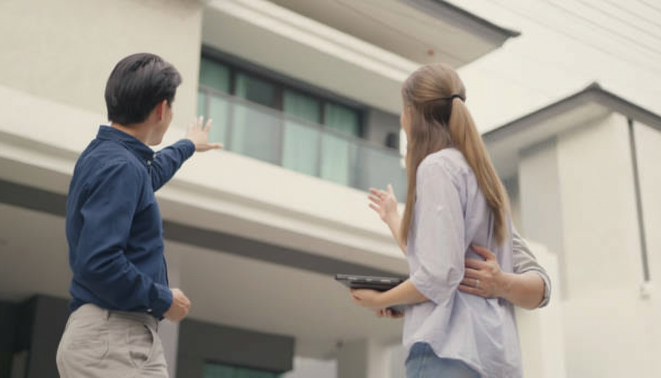 Florida homeowners consulting with solar energy expert
