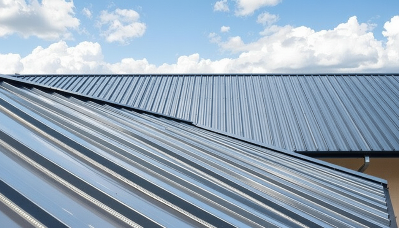 Roofing expert examining various metal roof trim pieces including ridge caps and drip edges on a worksite