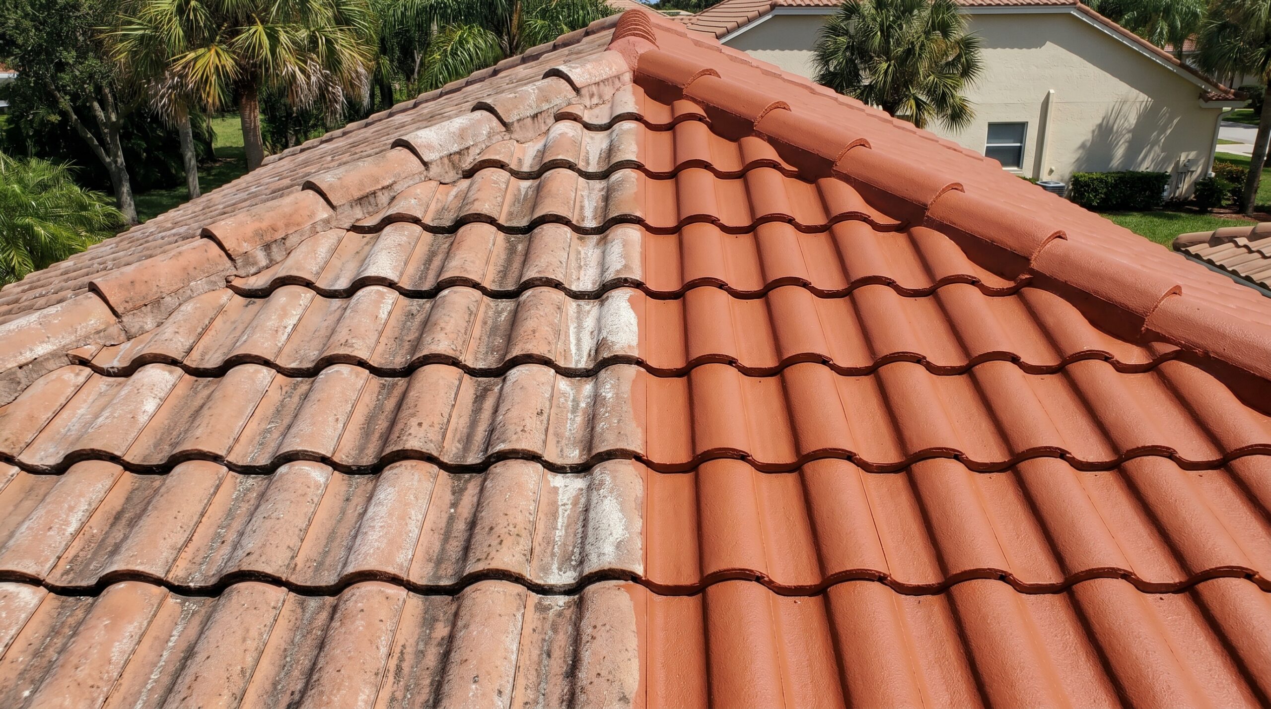 concrete tile roof faded vs painted florida home