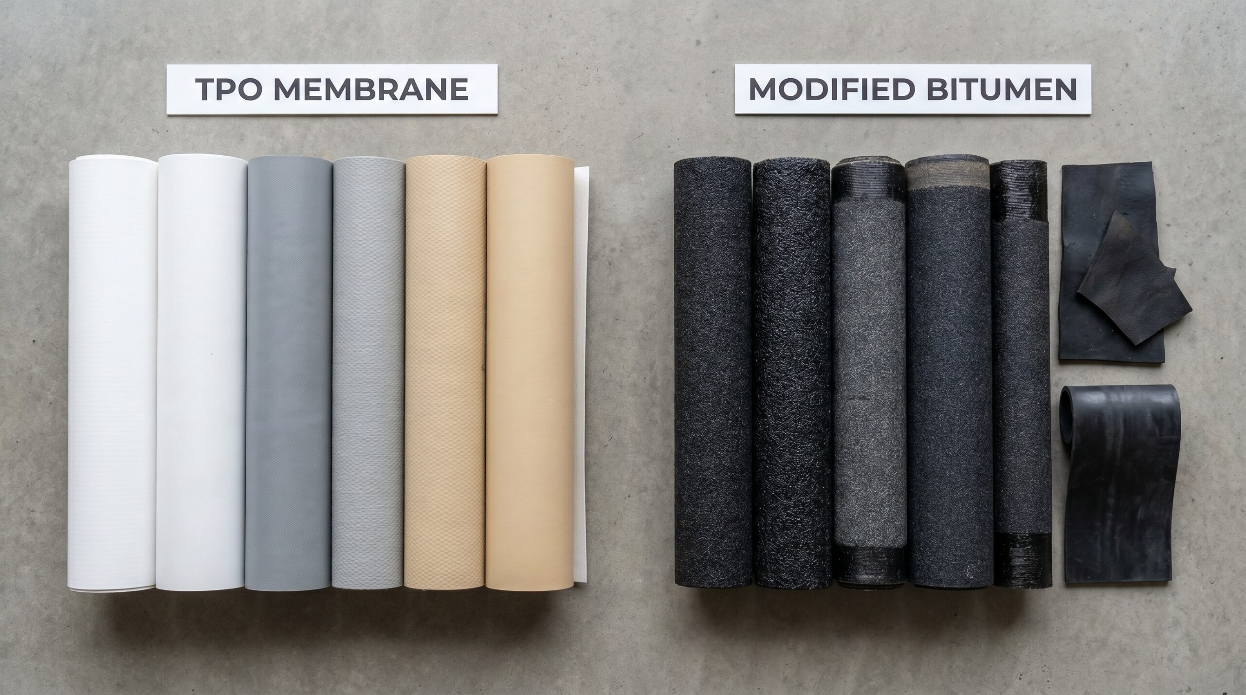 Comparison of TPO and modified bitumen membrane roofing materials
